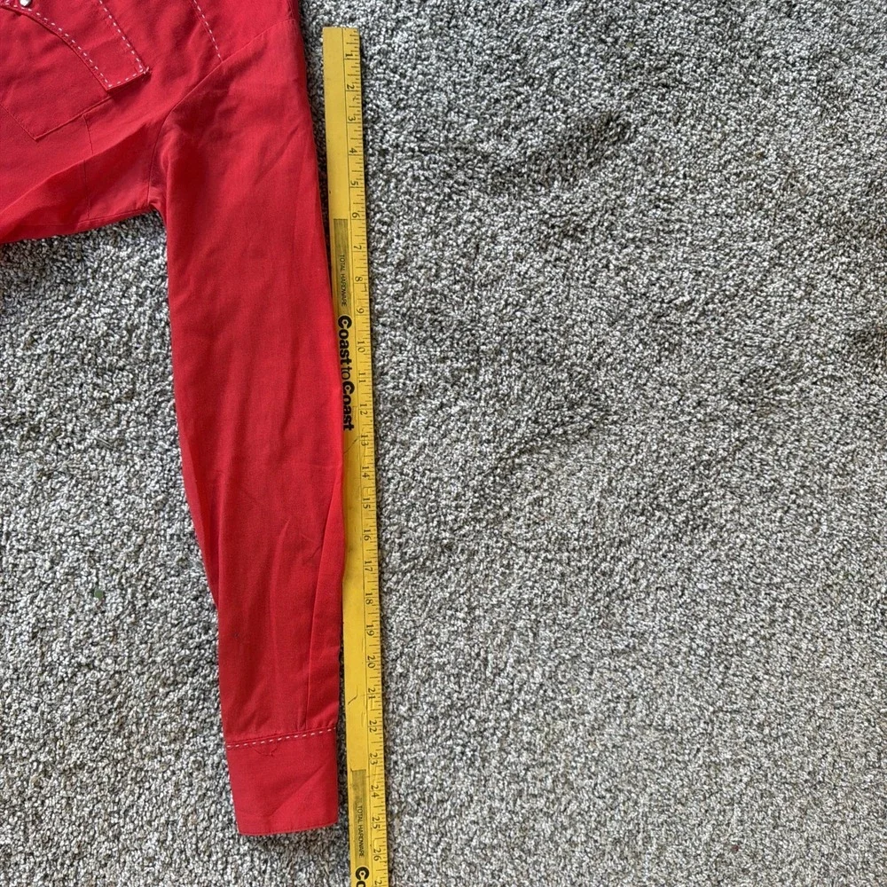 Vintage Pearl Snap Shirt Rockmount Ranch Wear Measure unisex small RED - Picture 13 of 16